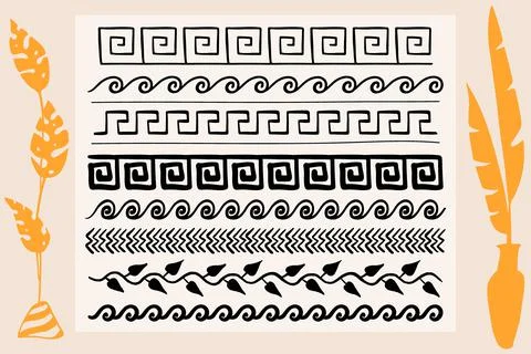 Vector set of Greek seamless pattern background. BAncient Ornament Stock Illustration