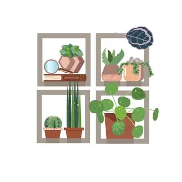 Vector set on green backdrop. Tropical jungle leaves background. Isolated symbol Stock Illustration