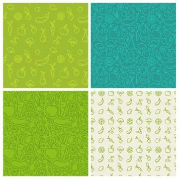 Vector set of green seamless patterns Illustrazione stock