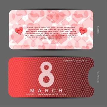 Vector set of greeting card for Happy Woman's Day with case and insert on the Stock Illustration