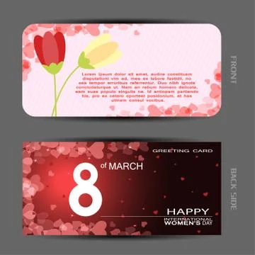Vector set of greeting card for Happy Women's Day with case and insert on the Stock Illustration