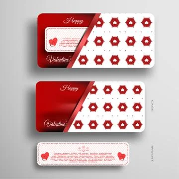 Vector set of greeting card for Valentine's Day with insert in case with patt Stock Illustration