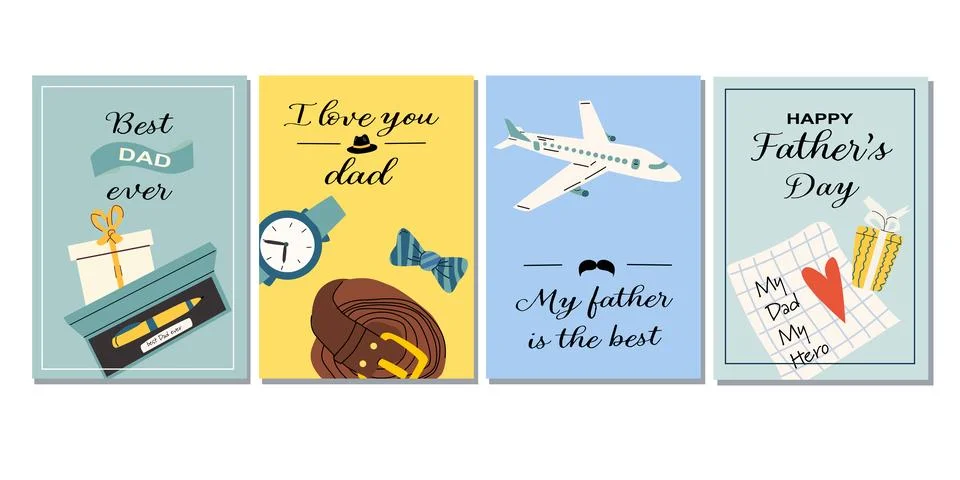 Vector set of greeting cards for Father's Day Stock Illustration