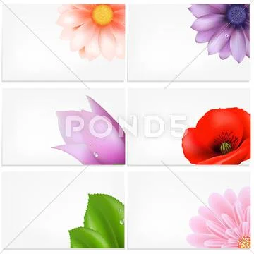 Vector set of greeting cards with flowers Stock Illustration