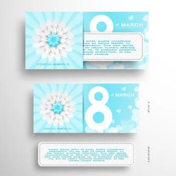 Vector set of greeting envelope and insert with stitches for 8 of March - Int Stock Illustration