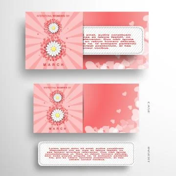 Vector set of greeting envelope and insert with stitches for 8 of March - Int Stock Illustration