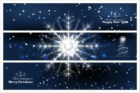 Vector set of greetings bookmarks for Merry Christmas and Happy New Year on t Stock Illustration