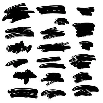 Vector set of grunge artistic brush strokes, design elements. Empty black Illustrazione stock
