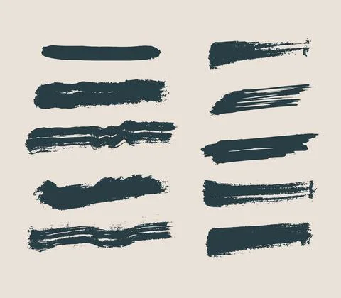 Vector set of grunge artistic brush strokes. Stock Illustration