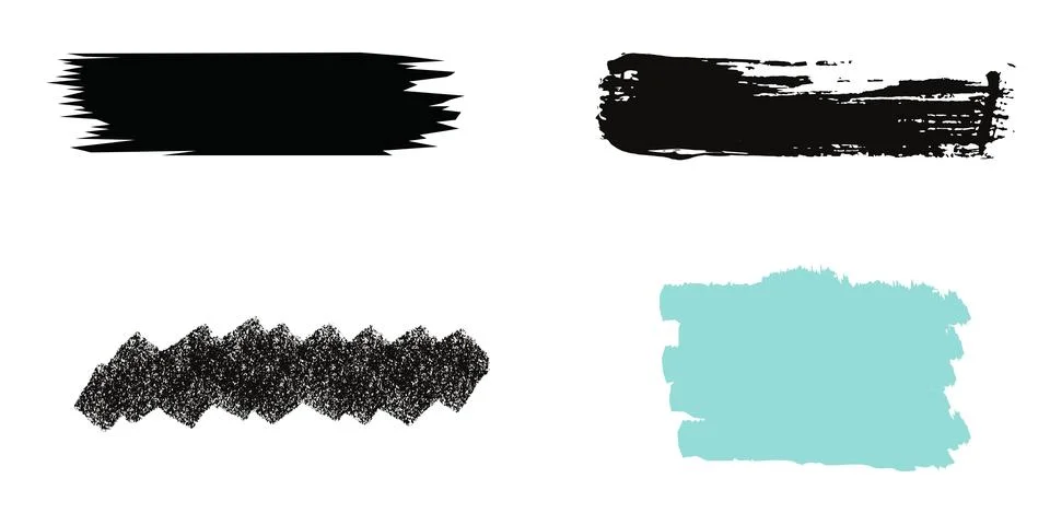 Vector set of grunge artistic brush strokes, design elements. Empty black b.. Stock Illustration