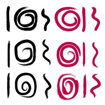 Vector set of grunge brush strokes. Stock Illustration