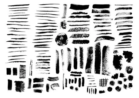 Vector set of grunge brush strokes and stains. Stock Illustration