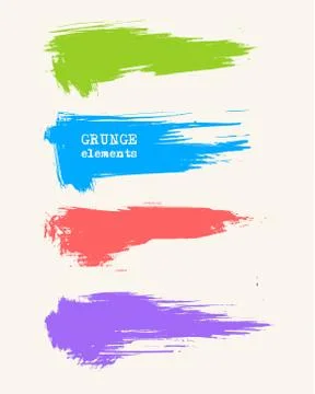 Vector set of grunge brush strokes. Grige abstract design elements. Stock Illustration