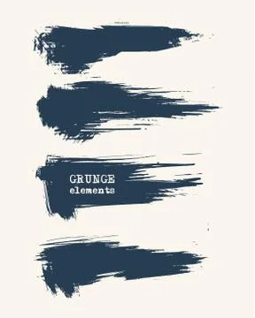Vector set of grunge brush strokes. Grige abstract design elements. Stock Illustration