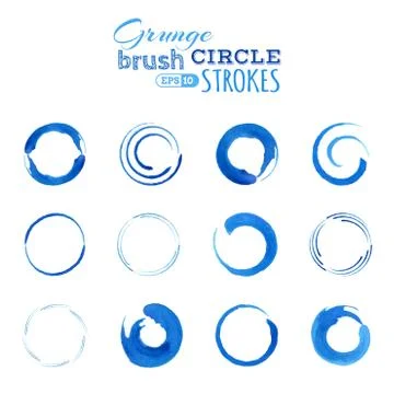 Vector set of grunge circle brush strokes. 스톡 일러스트