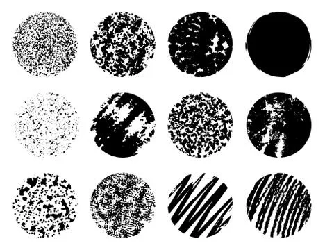 Vector set of grunge circle brush strokes. Illustrazione stock