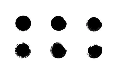 Vector set of grunge circle brush strokes for frames, icons, design elements Stock Illustration