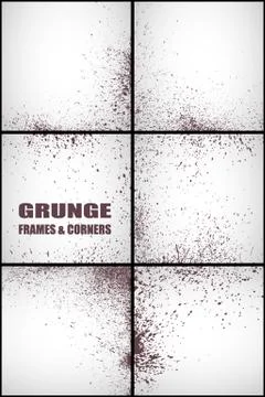 Vector set of grunge frames and corners Stock Illustration