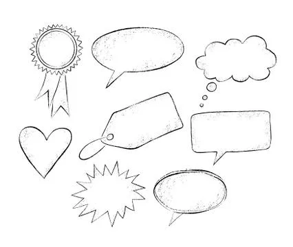Vector set of grunge hand drawn speech bubbles Stock Illustration