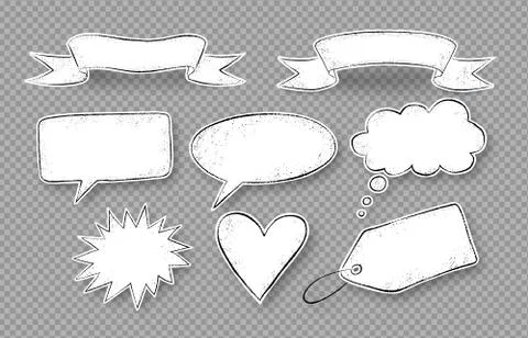 Vector set of grunge hand drawn speech bubbles Stock Illustration