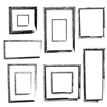 Vector set of grunge square brush strokes for frames Stock Illustration