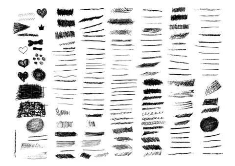 Vector set of grunge texture brush strokes and stains. Stock Illustration