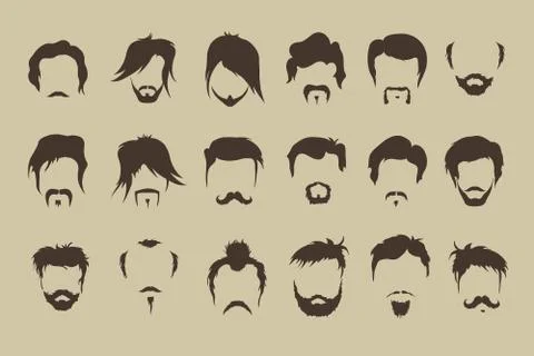 Vector set. hair, mustache, beard Stock Illustration