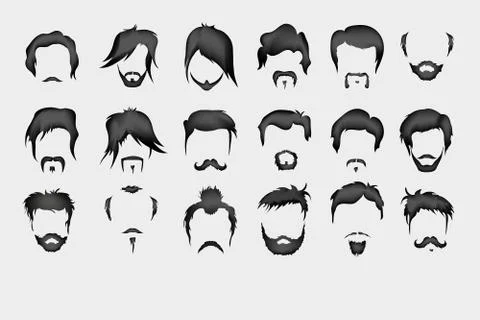 Vector set. hair, mustache, beard Stock Illustration