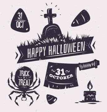 Vector set of halloween badges Stock Illustration