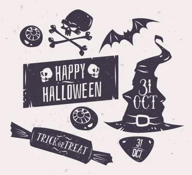 Vector set of halloween badges Stock Illustration