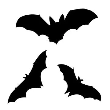 Vector set of halloween bat silhouettes. Creepy illustration. Design for a t- Stock Illustration