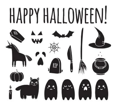 Vector set of Halloween elements Stock Illustration