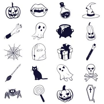 Vector set of Halloween icons Stock Illustration