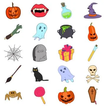 Vector set of Halloween icons Stock Illustration