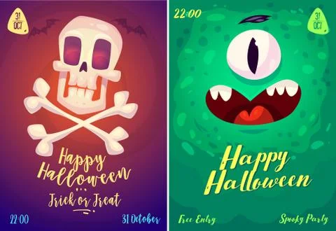Vector set of halloween illustrations Stock Illustration