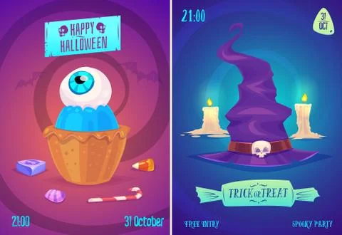 Vector set of halloween illustrations Stock Illustration