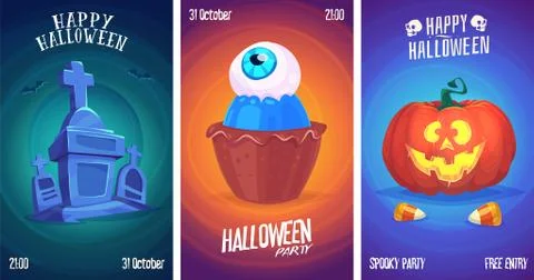 Vector set of halloween illustrations Stock Illustration
