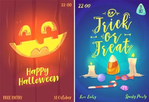 Vector set of halloween illustrations Stock Illustration