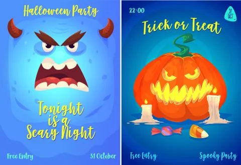 Vector set of halloween illustrations Stock Illustration