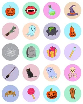 Vector set of Halloween stickers Stock Illustration