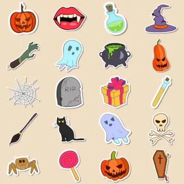 Vector set of Halloween stickers Stock Illustration