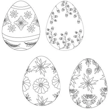 A vector set of hand drawings, Easter eggs Collection. Isolated on white back Stock Illustration