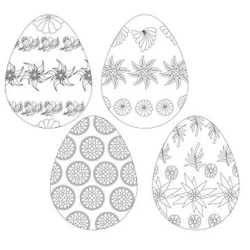 A vector set of hand drawings, Easter eggs Collection. Isolated on white back Stock Illustration