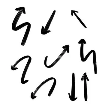 Vector set of hand-drawn arrows, elements for presentation. hand drawn arrows 스톡 일러스트