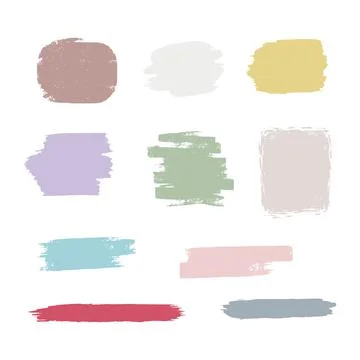 Vector set of hand drawn brush strokes, stains for backdrops. Monochrome design Stock Illustration