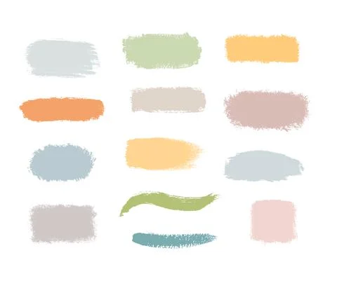 Vector set of hand drawn brush strokes, stains for backdrops. Monochrome design Stock Illustration