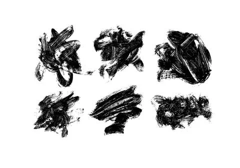 Vector set of hand drawn brush strokes, stains. Stock Illustration