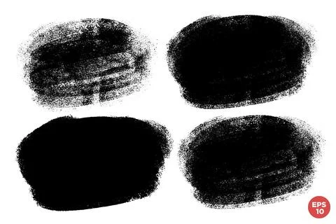 Vector set of hand drawn brush strokes, stains for backdrops. Monochrome de.. Stock Illustration