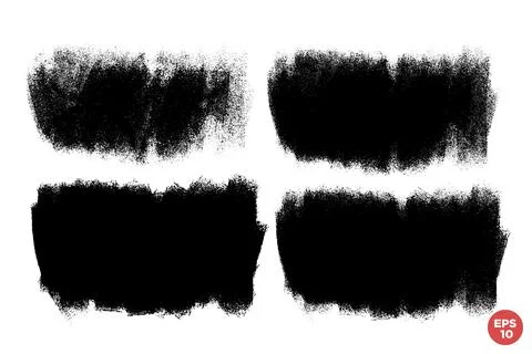 Vector set of hand drawn brush strokes, stains for backdrops. Monochrome de.. Stock Illustration