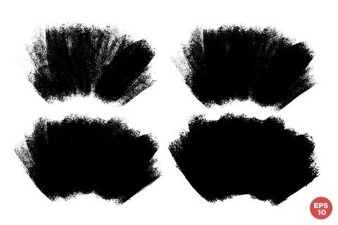 Vector set of hand drawn brush strokes, stains for backdrops. Monochrome de.. Stock Illustration
